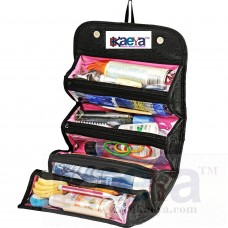 OkaeYa-Women Ladies Gents Girls Black Cosmetic/Make up/Jewelry/ Toiletry Roll-N-Go Roll up Fold-able Travel Bag Pouch Organizer
